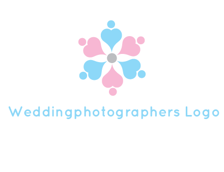 hearts and dots crating a flower logo