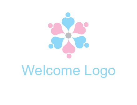 hearts and dots crating a flower logo
