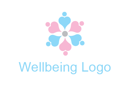 hearts and dots crating a flower logo