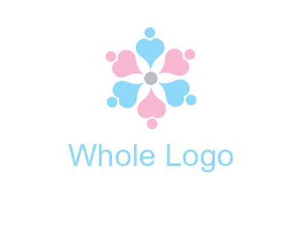 hearts and dots crating a flower logo