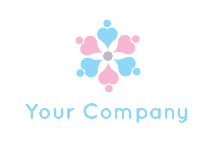 hearts and dots crating a flower logo