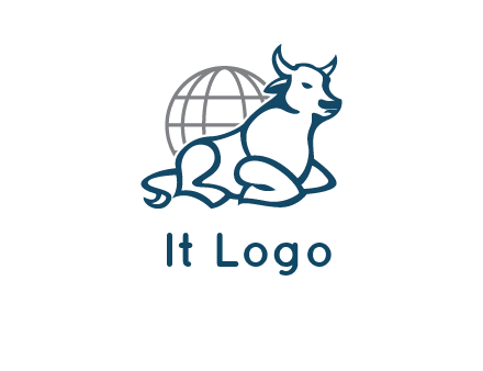 bull in front of globe logo