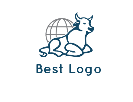 bull in front of globe logo