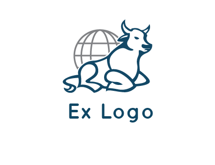 bull in front of globe logo