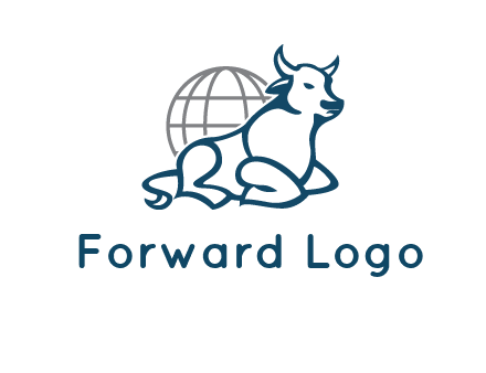 bull in front of globe logo