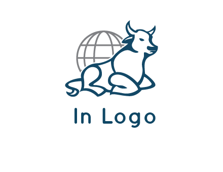 bull in front of globe logo