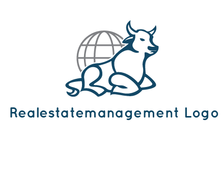 bull in front of globe logo