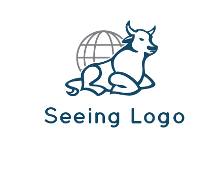 bull in front of globe logo