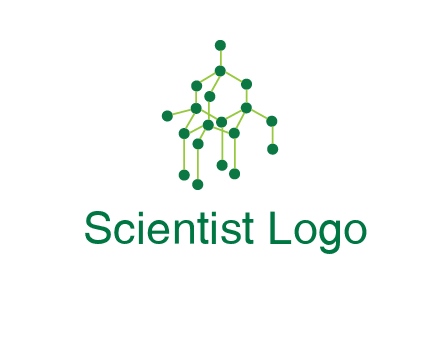 science or nuclear development logo with molecules logo