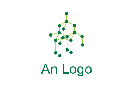 science or nuclear development logo with molecules logo
