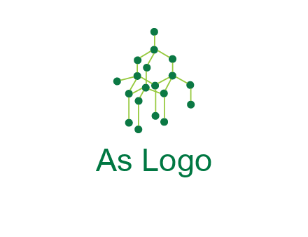 science or nuclear development logo with molecules logo