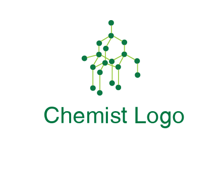science or nuclear development logo with molecules logo