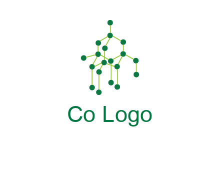 science or nuclear development logo with molecules logo