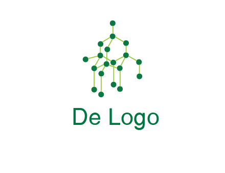 science or nuclear development logo with molecules logo
