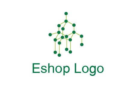 science or nuclear development logo with molecules logo