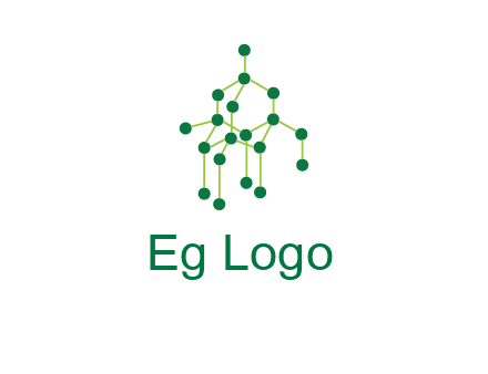 science or nuclear development logo with molecules logo
