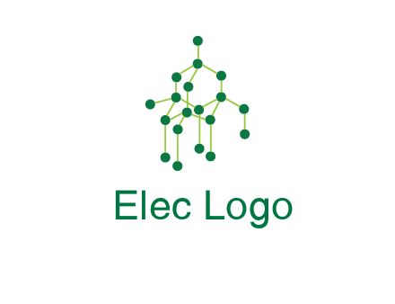 science or nuclear development logo with molecules logo