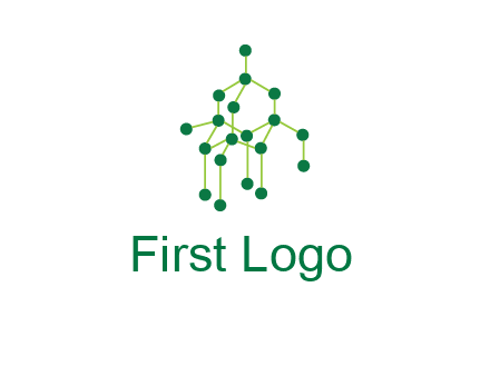 science or nuclear development logo with molecules logo