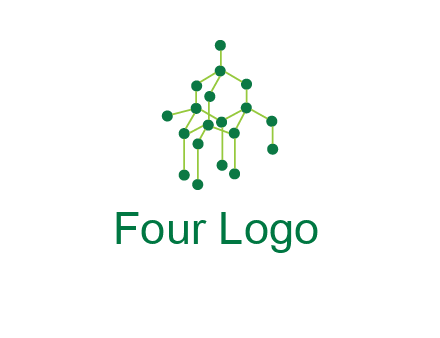 science or nuclear development logo with molecules logo