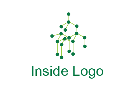 science or nuclear development logo with molecules logo
