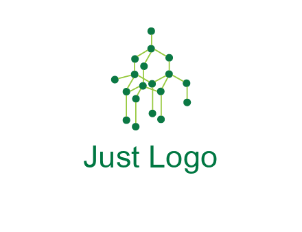 science or nuclear development logo with molecules logo