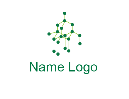 science or nuclear development logo with molecules logo