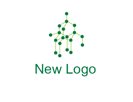 science or nuclear development logo with molecules logo