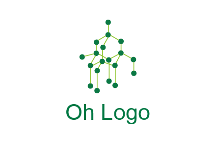 science or nuclear development logo with molecules logo
