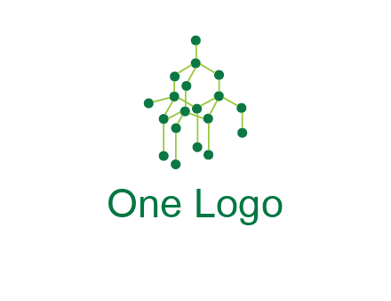science or nuclear development logo with molecules logo