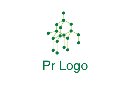 science or nuclear development logo with molecules logo