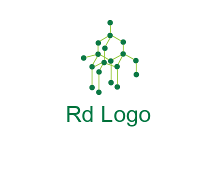 science or nuclear development logo with molecules logo
