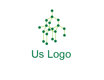 science or nuclear development logo with molecules logo