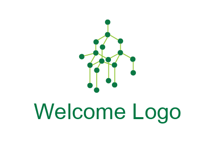 science or nuclear development logo with molecules logo