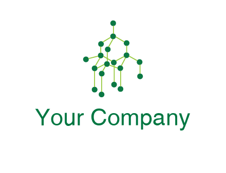 science or nuclear development logo with molecules logo