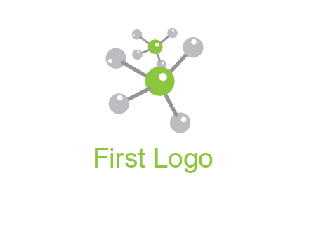 research logo with composition of molecules logo