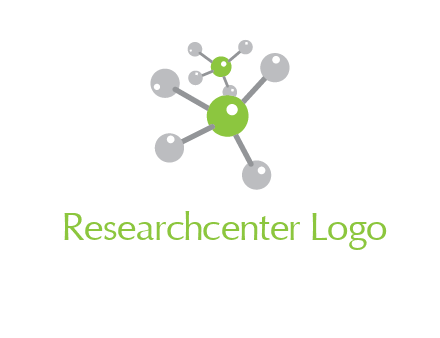 research logo with composition of molecules logo