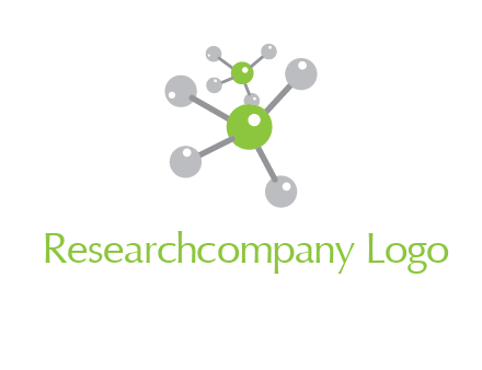 research logo with composition of molecules logo