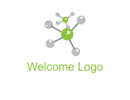 research logo with composition of molecules logo