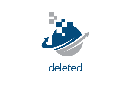pixels and arrows on planet logo