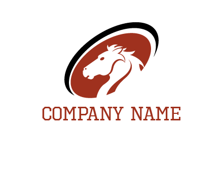 horse head in oval logo