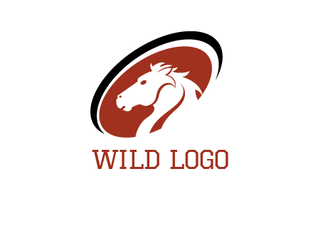horse head in oval logo