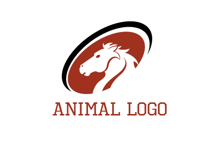 horse head in oval logo