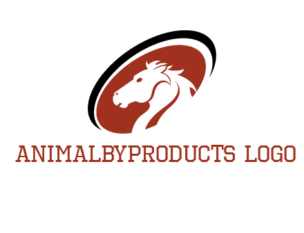 horse head in oval logo