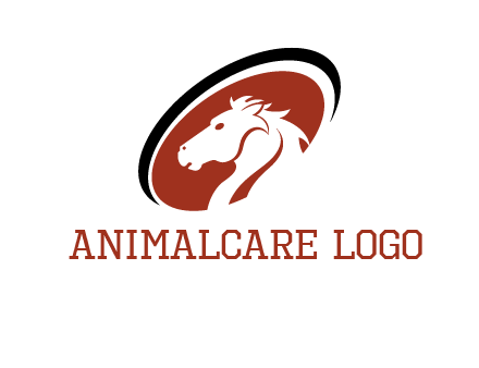 horse head in oval logo