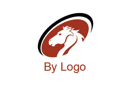 horse head in oval logo