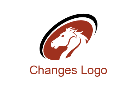 horse head in oval logo
