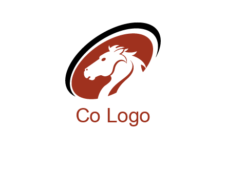 horse head in oval logo