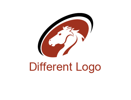 horse head in oval logo