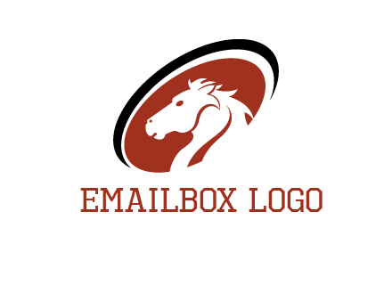 horse head in oval logo