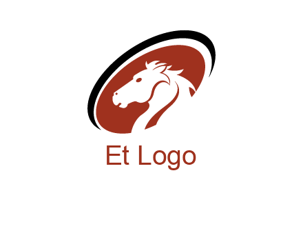 horse head in oval logo